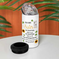 Sister Gifts 4 in 1 Can Cooler Tumbler Send Love To My Sister Missing You Sunflower