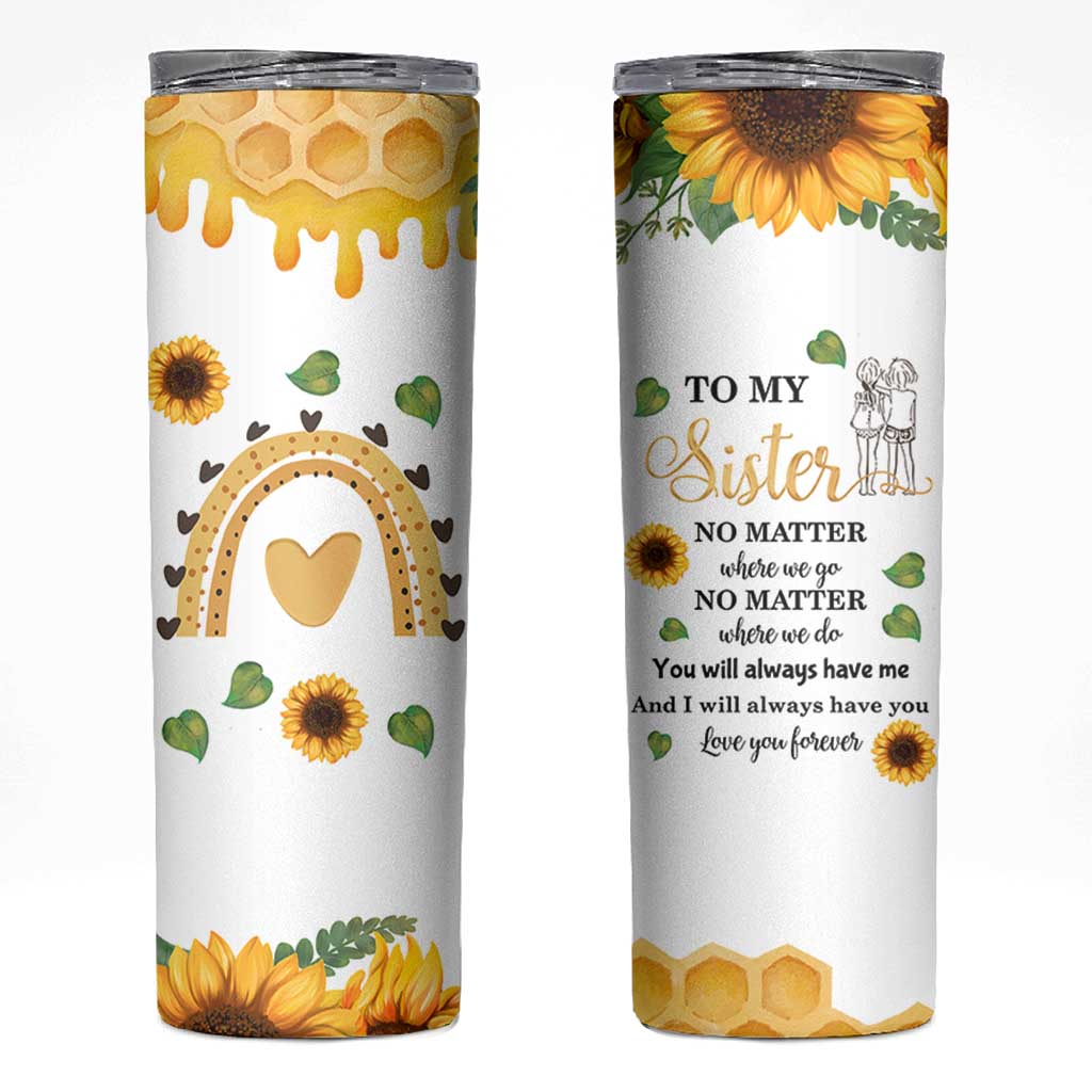Sister Gifts Skinny Tumbler Send Love To My Sister Missing You Sunflower