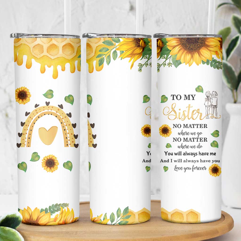 Sister Gifts Skinny Tumbler Send Love To My Sister Missing You Sunflower