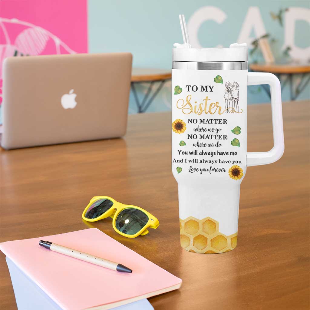 Sister Gifts Tumbler With Handle Send Love To My Sister Missing You Sunflower