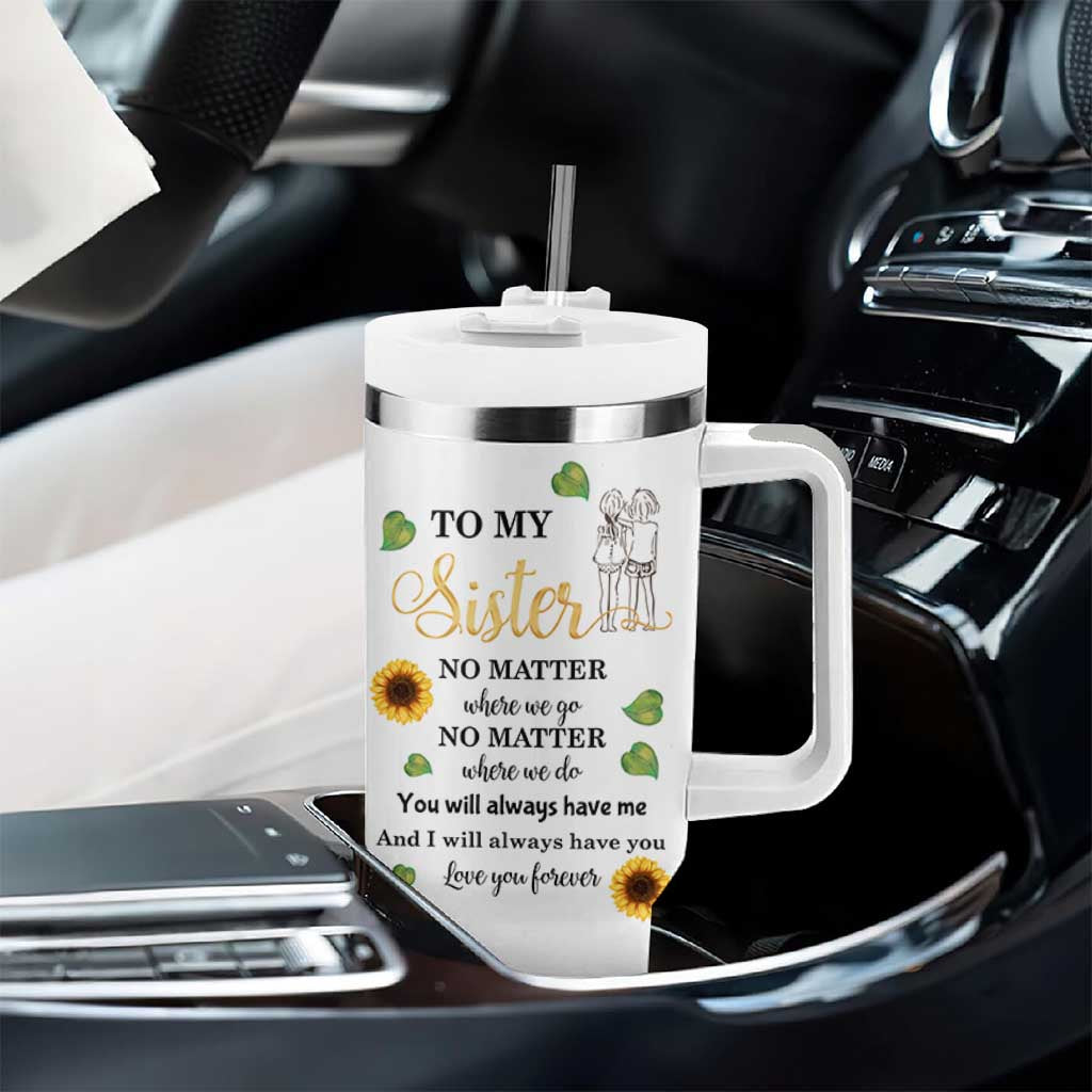 Sister Gifts Tumbler With Handle Send Love To My Sister Missing You Sunflower
