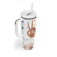 Sister Gift Tumbler With Handle Being My Sister Is The Only Gift You Need Sarcastic Groovy Flowers