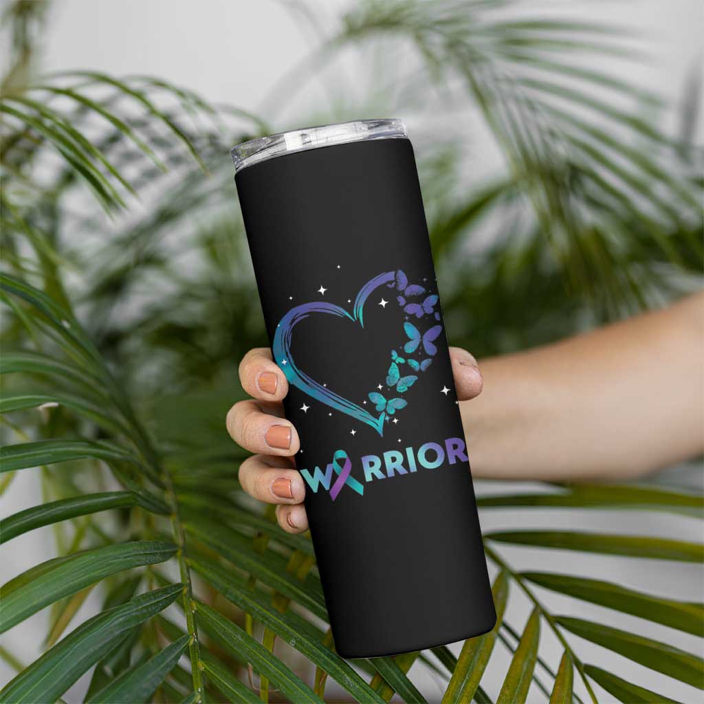 Suicide Prevention Awareness Skinny Tumbler Teal Purple Ribbon Semicolon Stay Tomorrow Needs You Warrior - Wonder Print Shop