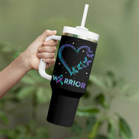 Suicide Prevention Awareness Tumbler With Handle Teal Purple Ribbon Semicolon Stay Tomorrow Needs You Warrior - Wonder Print Shop