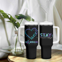 Suicide Prevention Awareness Tumbler With Handle Teal Purple Ribbon Semicolon Stay Tomorrow Needs You Warrior - Wonder Print Shop