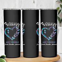 Suicide Prevention Awareness Skinny Tumbler Teal Purple Semicolon Butterfly Not All Wounds Are Visible Mental Health - Wonder Print Shop
