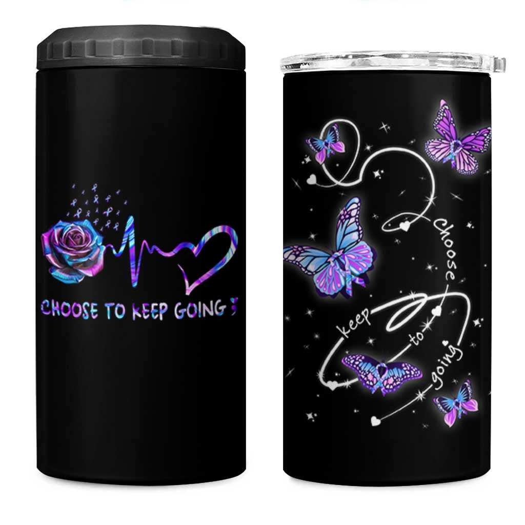 Suicide Prevention Awareness 4 in 1 Can Cooler Tumbler Choose To Keep Going