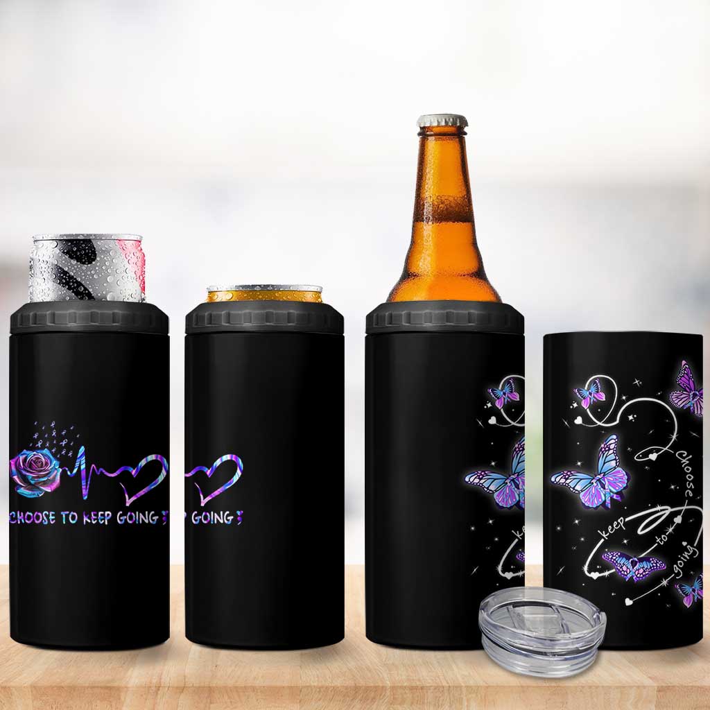 Suicide Prevention Awareness 4 in 1 Can Cooler Tumbler Choose To Keep Going