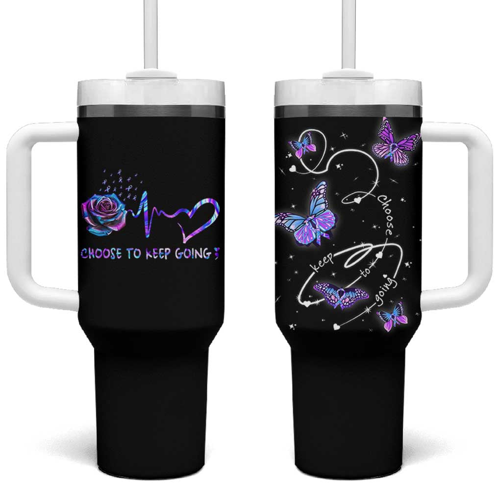 Suicide Prevention Awareness Tumbler With Handle Choose To Keep Going