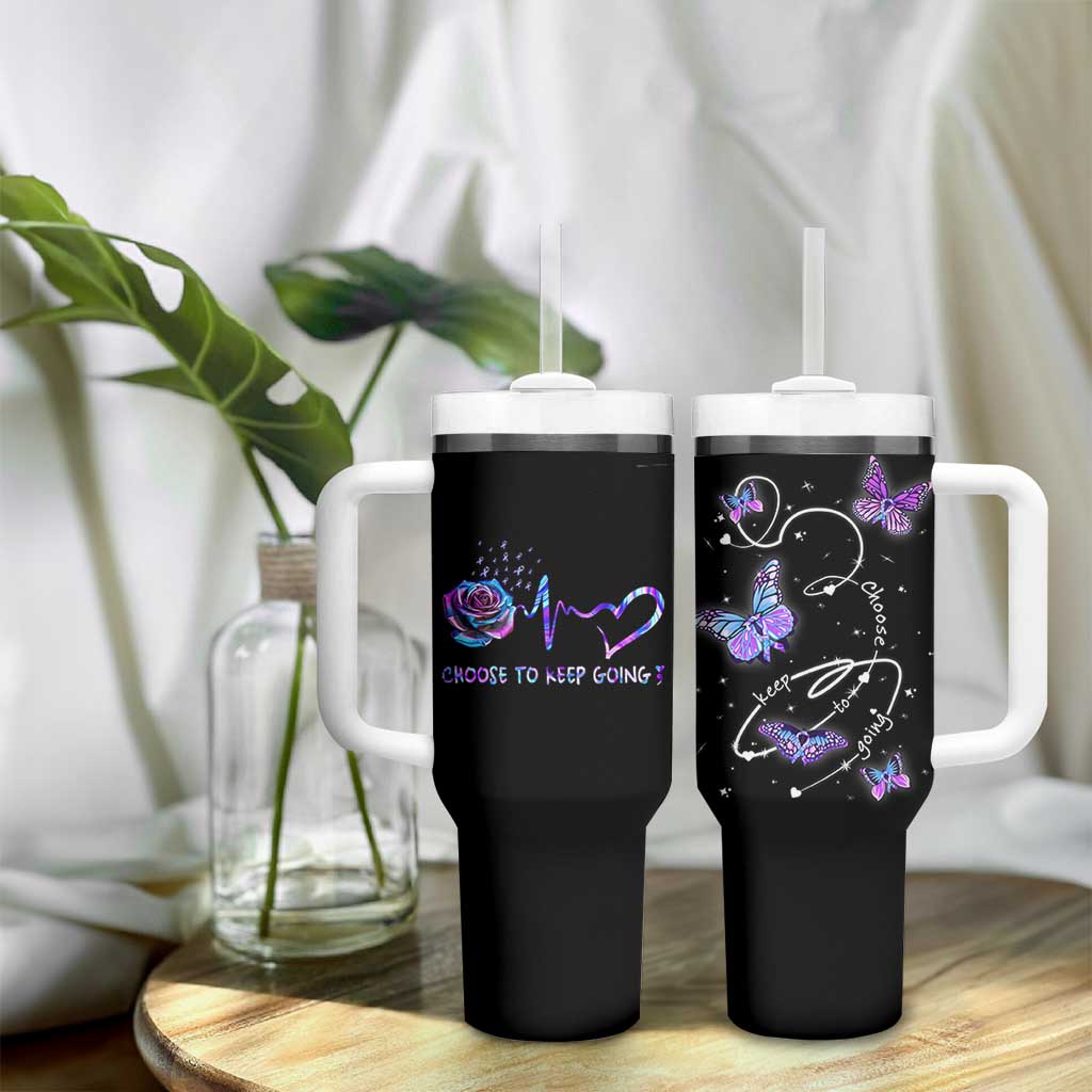 Suicide Prevention Awareness Tumbler With Handle Choose To Keep Going