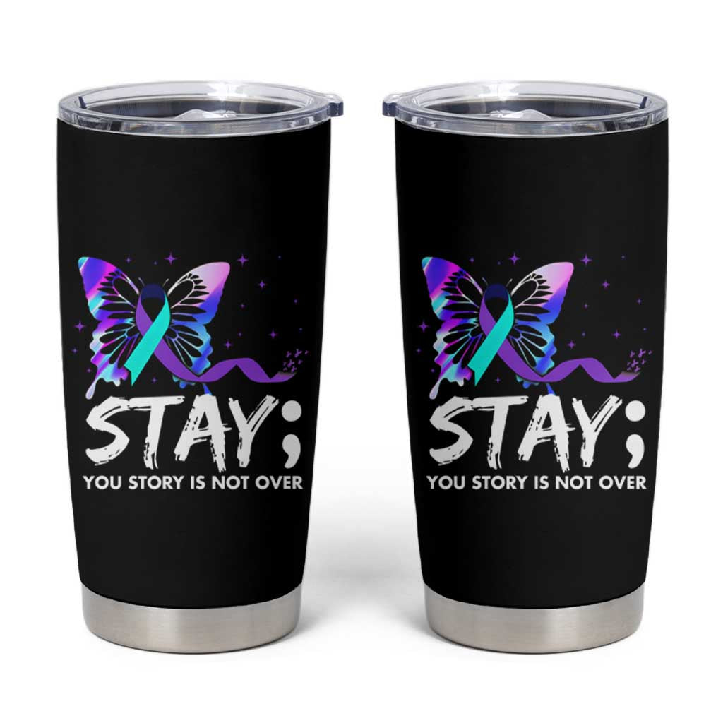 Suicide Prevention Awareness Tumbler Cup Teal Purple Ribbon Sunflower We Are All Broken That's How the Light Gets In Therapist Psychologist - Wonder Print Shop