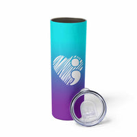 Suicide Prevention Awareness Skinny Tumbler Teal Purple Ribbon Stay World Needs You Call 988 Mental Health Groovy - Wonder Print Shop