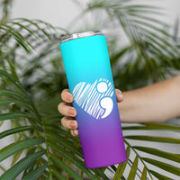 Suicide Prevention Awareness Skinny Tumbler Teal Purple Ribbon Stay World Needs You Call 988 Mental Health Groovy - Wonder Print Shop