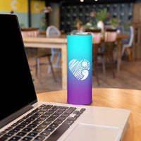 Suicide Prevention Awareness Skinny Tumbler Teal Purple Ribbon Stay World Needs You Call 988 Mental Health Groovy - Wonder Print Shop