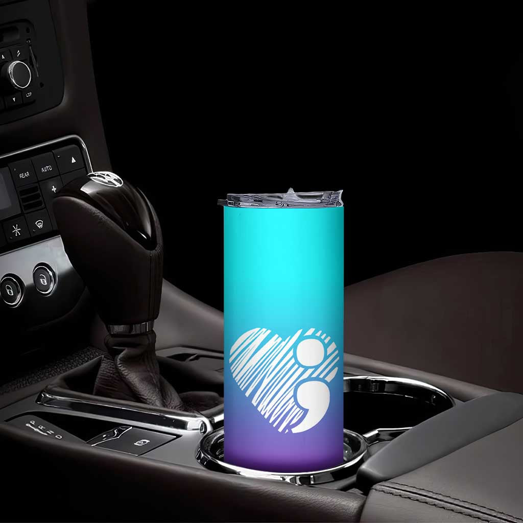 Suicide Prevention Awareness Skinny Tumbler Teal Purple Ribbon Stay World Needs You Call 988 Mental Health Groovy - Wonder Print Shop