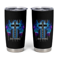 Suicide Prevention Awareness Tumbler Cup Let Your Faith Be Bigger Than Your Fear Teal Purple Christian American Flag - Wonder Print Shop