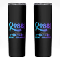 Suicide Prevention Awareness Skinny Tumbler Teal Purple Call 988 Strength Not Shame - Wonder Print Shop