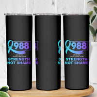 Suicide Prevention Awareness Skinny Tumbler Teal Purple Call 988 Strength Not Shame - Wonder Print Shop