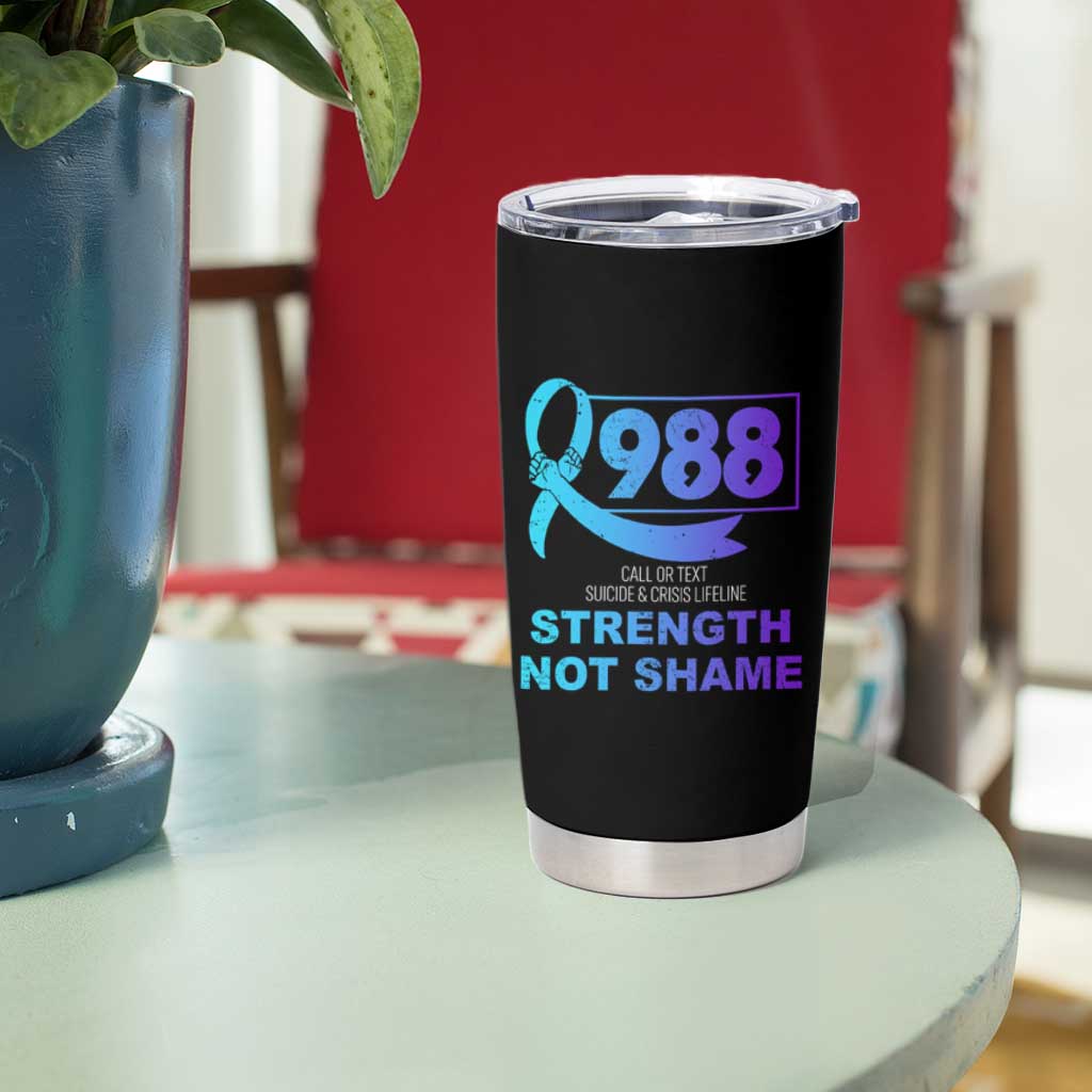Suicide Prevention Awareness Tumbler Cup Teal Purple Call 988 Strength Not Shame - Wonder Print Shop