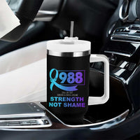 Suicide Prevention Awareness Tumbler With Handle Teal Purple Call 988 Strength Not Shame - Wonder Print Shop