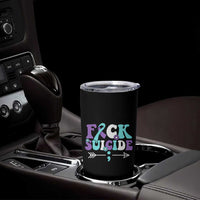 Suicide Prevention Awareness Tumbler Cup Teal Purple Ribbon Fuck Suicide - Wonder Print Shop