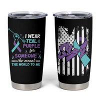 Suicide Prevention Awareness Tumbler Cup American Flag Teal & Purple Ribbon Support You Matter Therapist Psychologist - Wonder Print Shop