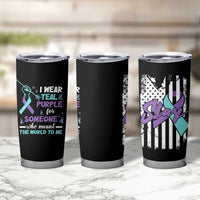 Suicide Prevention Awareness Tumbler Cup American Flag Teal & Purple Ribbon Support You Matter Therapist Psychologist - Wonder Print Shop