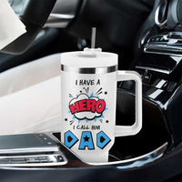 Gifts For Dad Tumbler With Handle I Have A Hero, I Call Him Dad - Wonder Print Shop