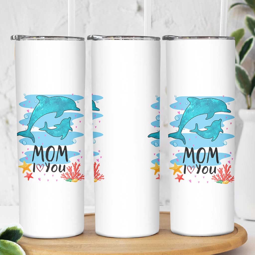 Gifts for Mom Birthday Skinny Tumbler I Love You Mom Cute Mothers Day Present
