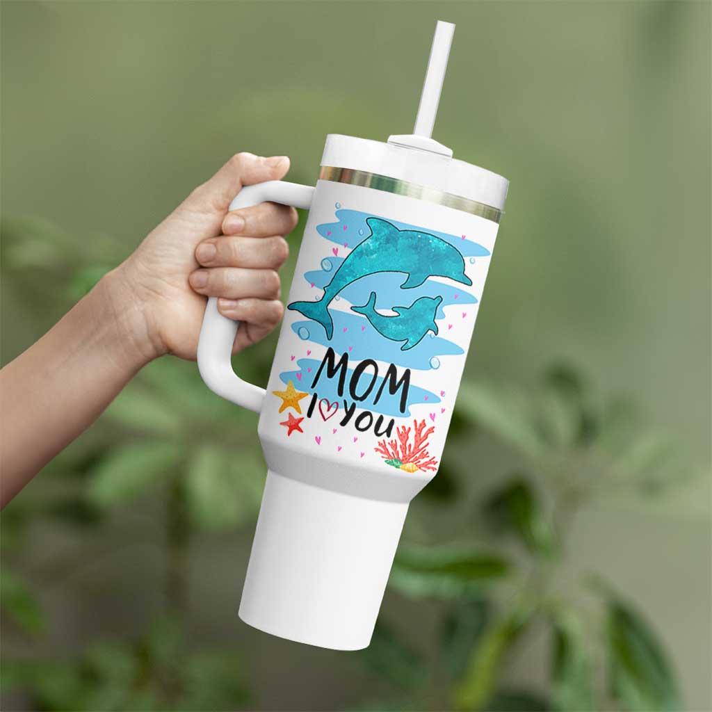 Gifts for Mom Birthday Tumbler With Handle I Love You Mom Cute Mothers Day Present