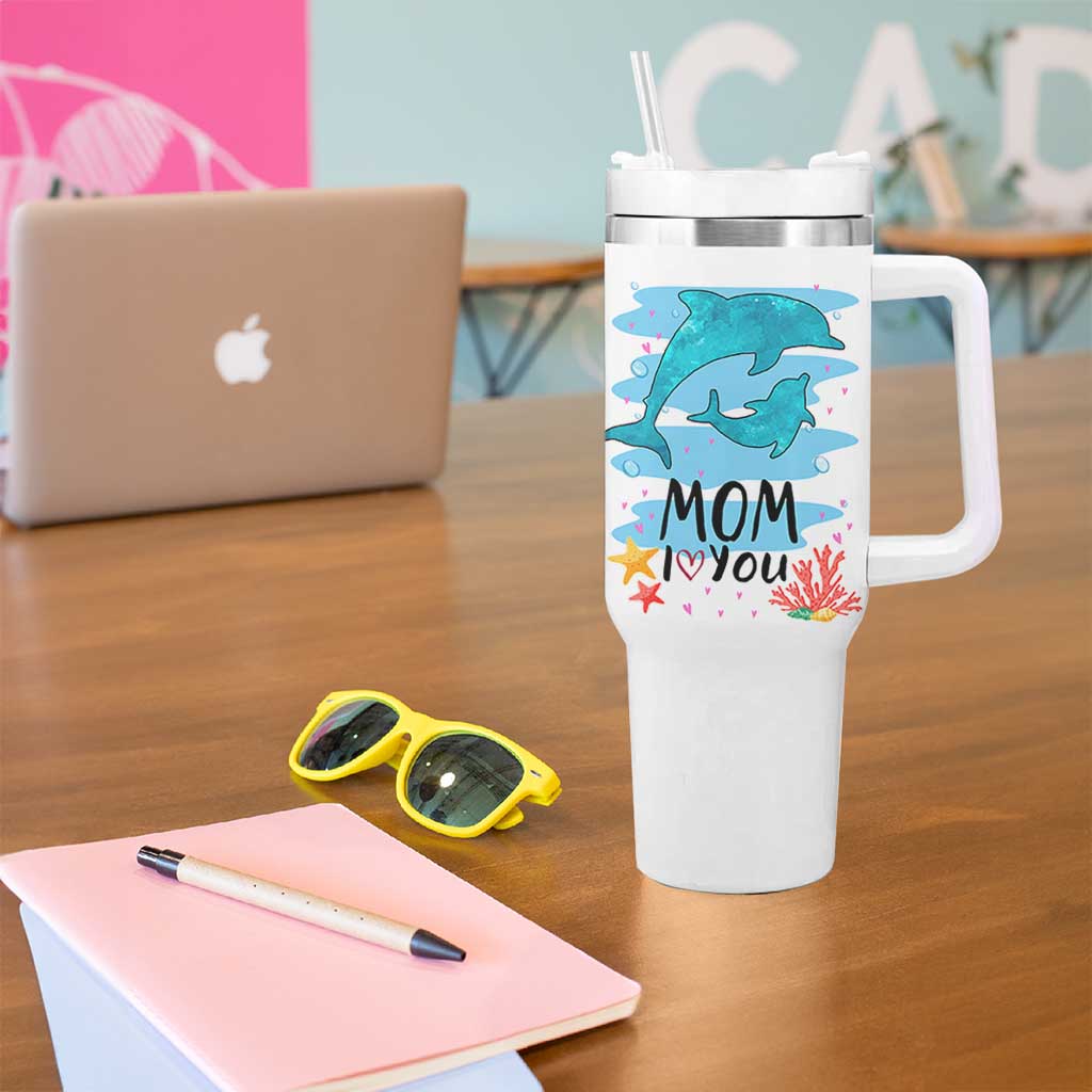 Gifts for Mom Birthday Tumbler With Handle I Love You Mom Cute Mothers Day Present