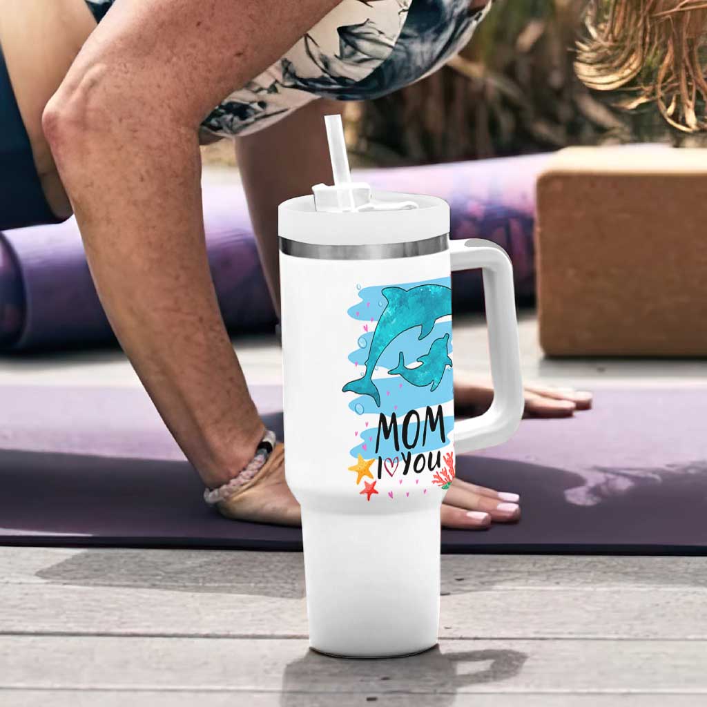 Gifts for Mom Birthday Tumbler With Handle I Love You Mom Cute Mothers Day Present