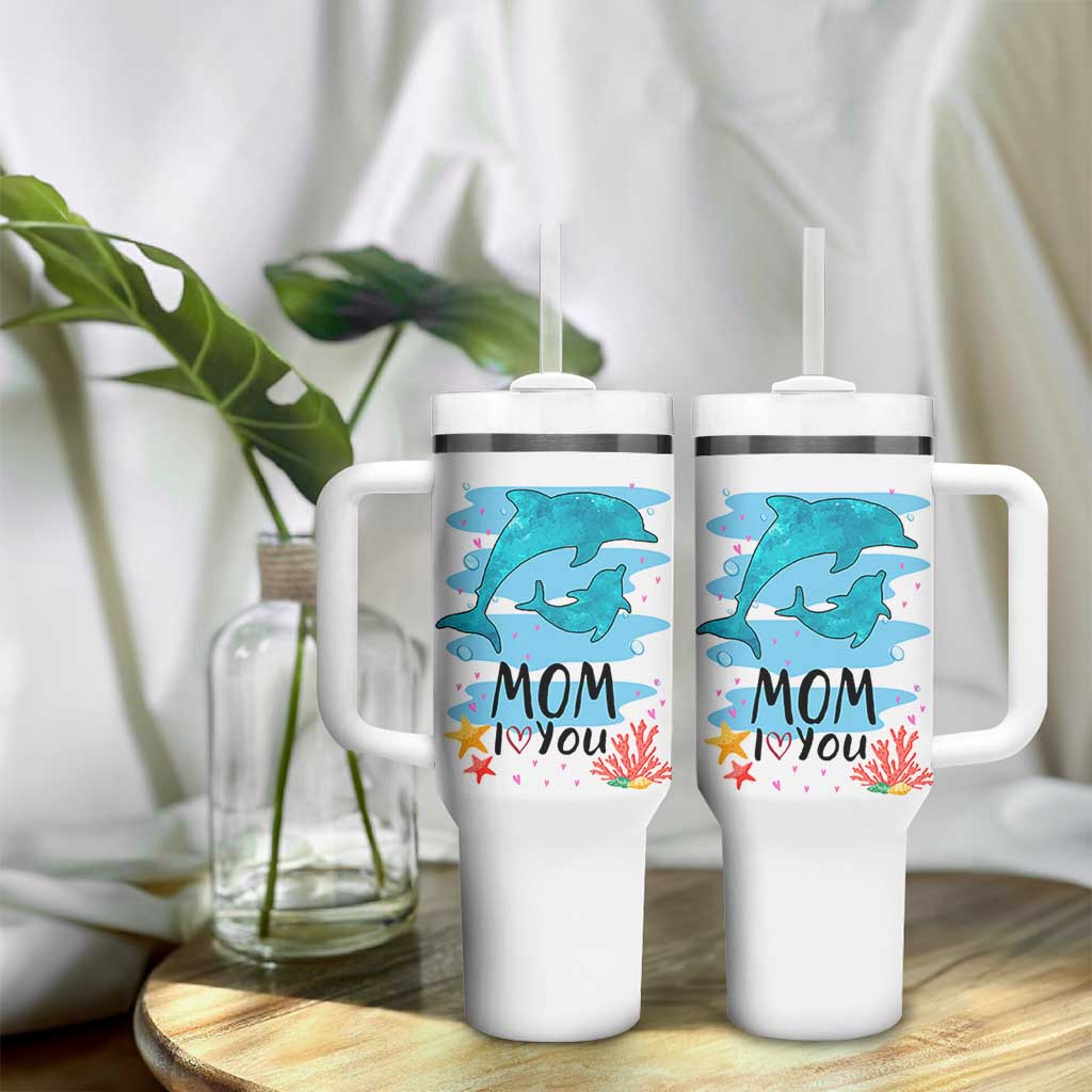 Gifts for Mom Birthday Tumbler With Handle I Love You Mom Cute Mothers Day Present