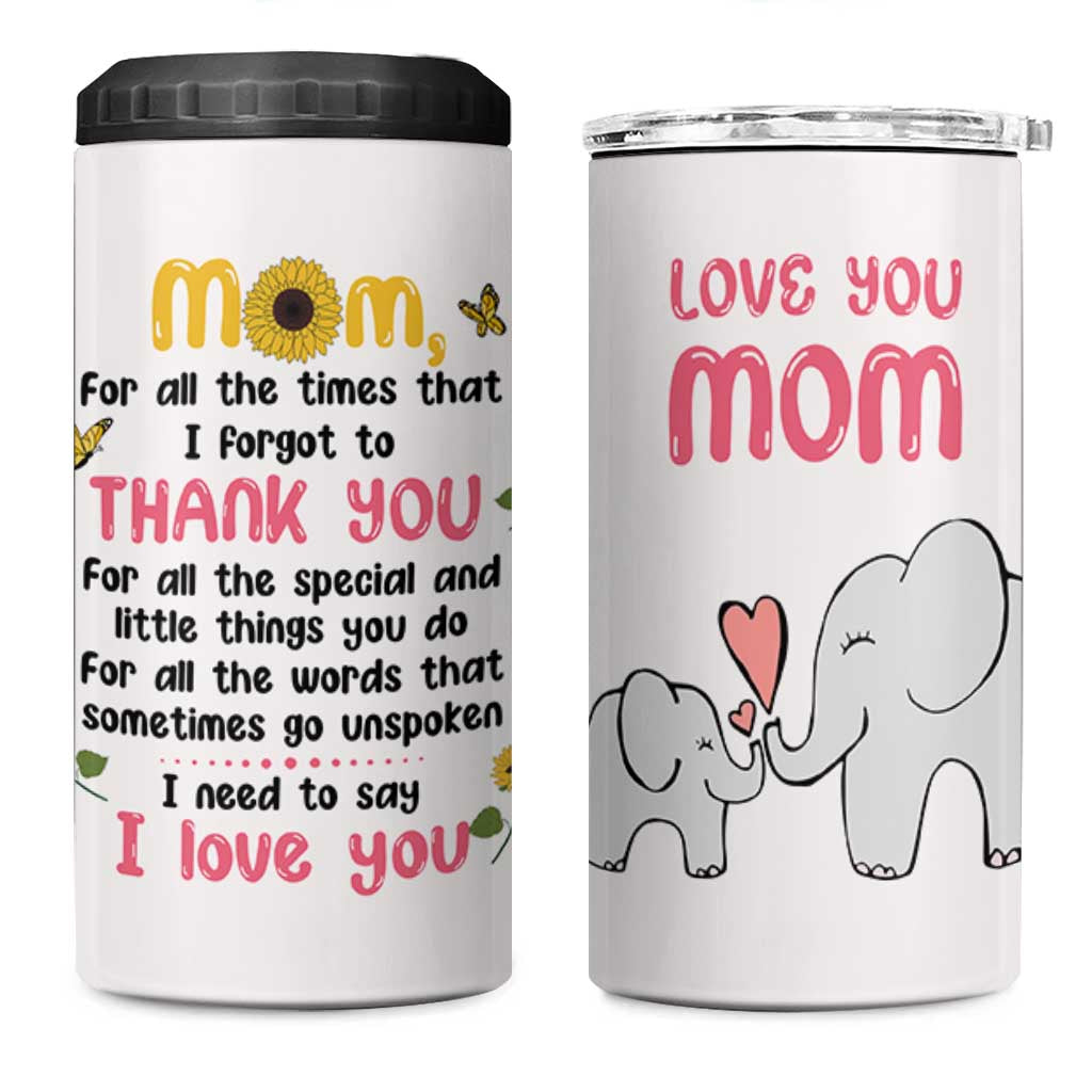Mom Gifts From Kids 4 in 1 Can Cooler Tumbler Mothers Day Gifts Remember I Love You Mom Sunflower