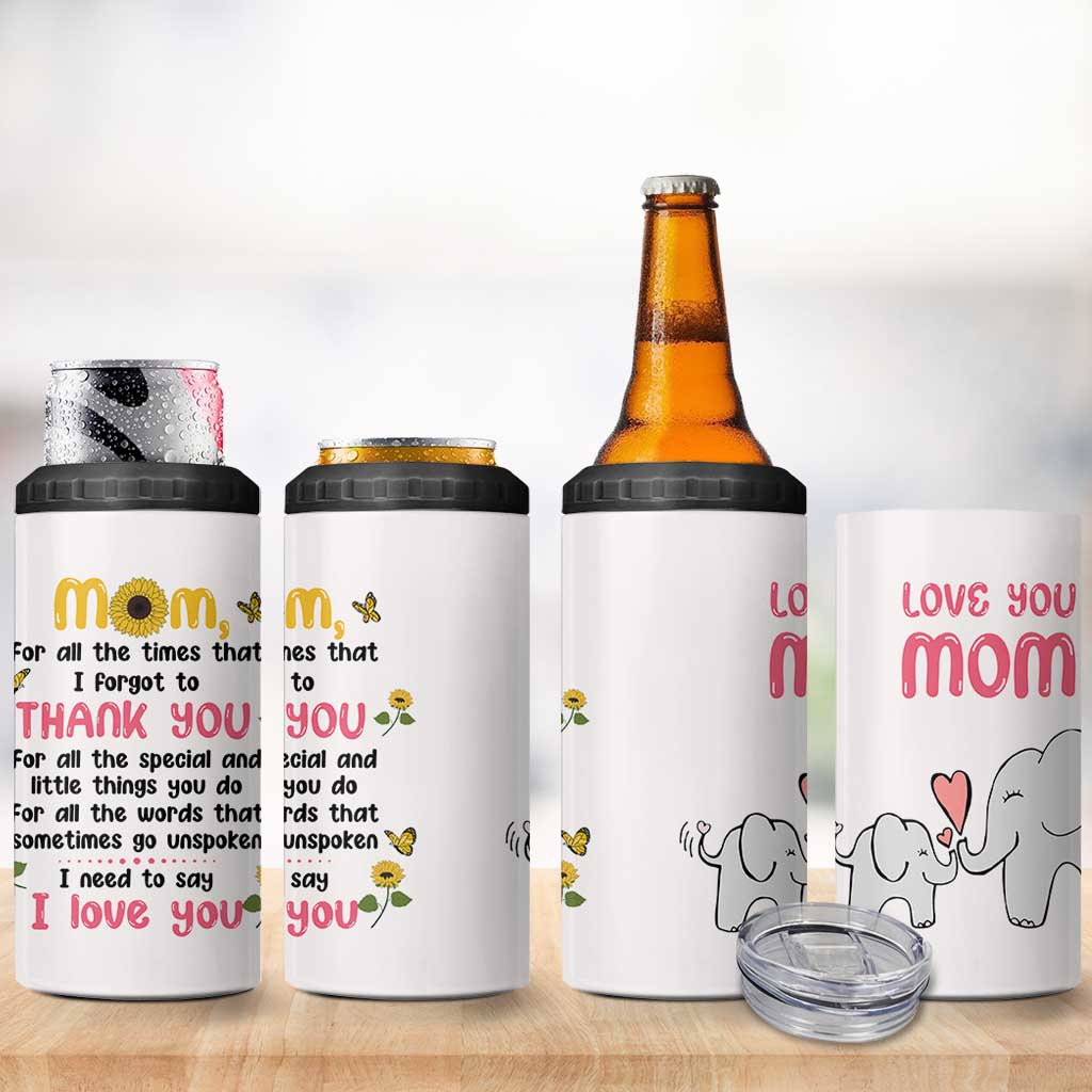 Mom Gifts From Kids 4 in 1 Can Cooler Tumbler Mothers Day Gifts Remember I Love You Mom Sunflower