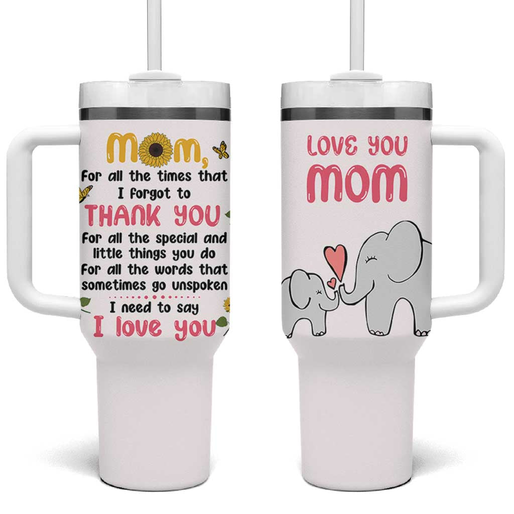 Mom Gifts From Kids Tumbler With Handle Mothers Day Gifts Remember I Love You Mom Sunflower
