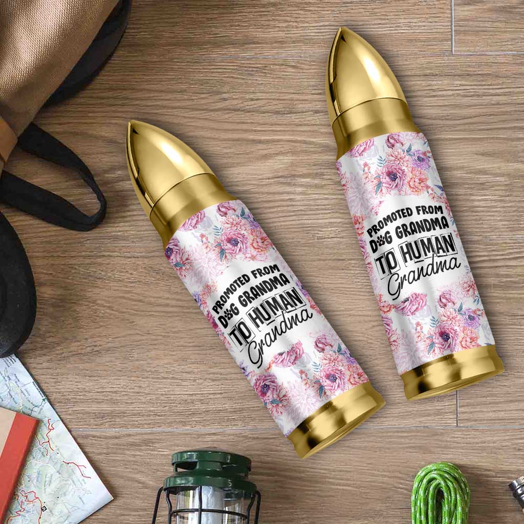 Promoted To Grandma Gift Bullet Tumbler Floral Dog Grandmas To Human Grandma Pregnancy Announcement