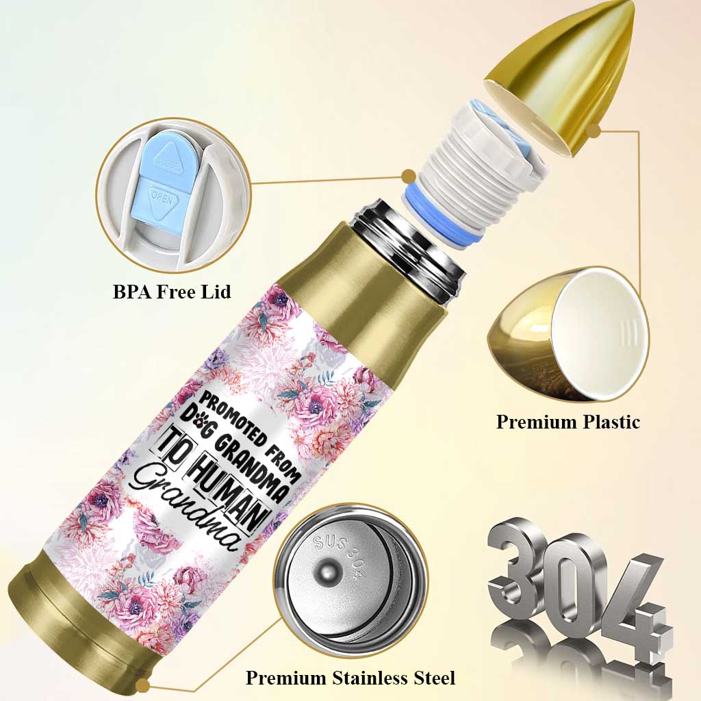 Promoted To Grandma Gift Bullet Tumbler Floral Dog Grandmas To Human Grandma Pregnancy Announcement
