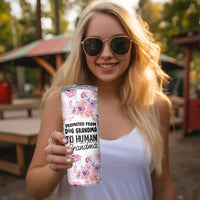 Promoted To Grandma Gift Skinny Tumbler Floral Dog Grandmas To Human Grandma Pregnancy Announcement