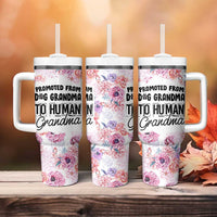 Promoted To Grandma Gift Tumbler With Handle Floral Dog Grandmas To Human Grandma Pregnancy Announcement