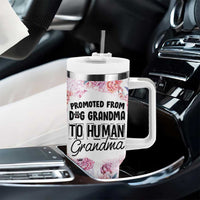 Promoted To Grandma Gift Tumbler With Handle Floral Dog Grandmas To Human Grandma Pregnancy Announcement
