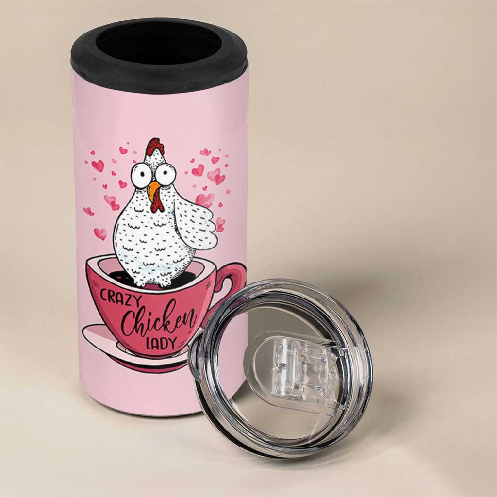 Crazy Chicken Lady 4 in 1 Can Cooler Tumbler Funny Farmhouse Garden Animal Lover Gifts