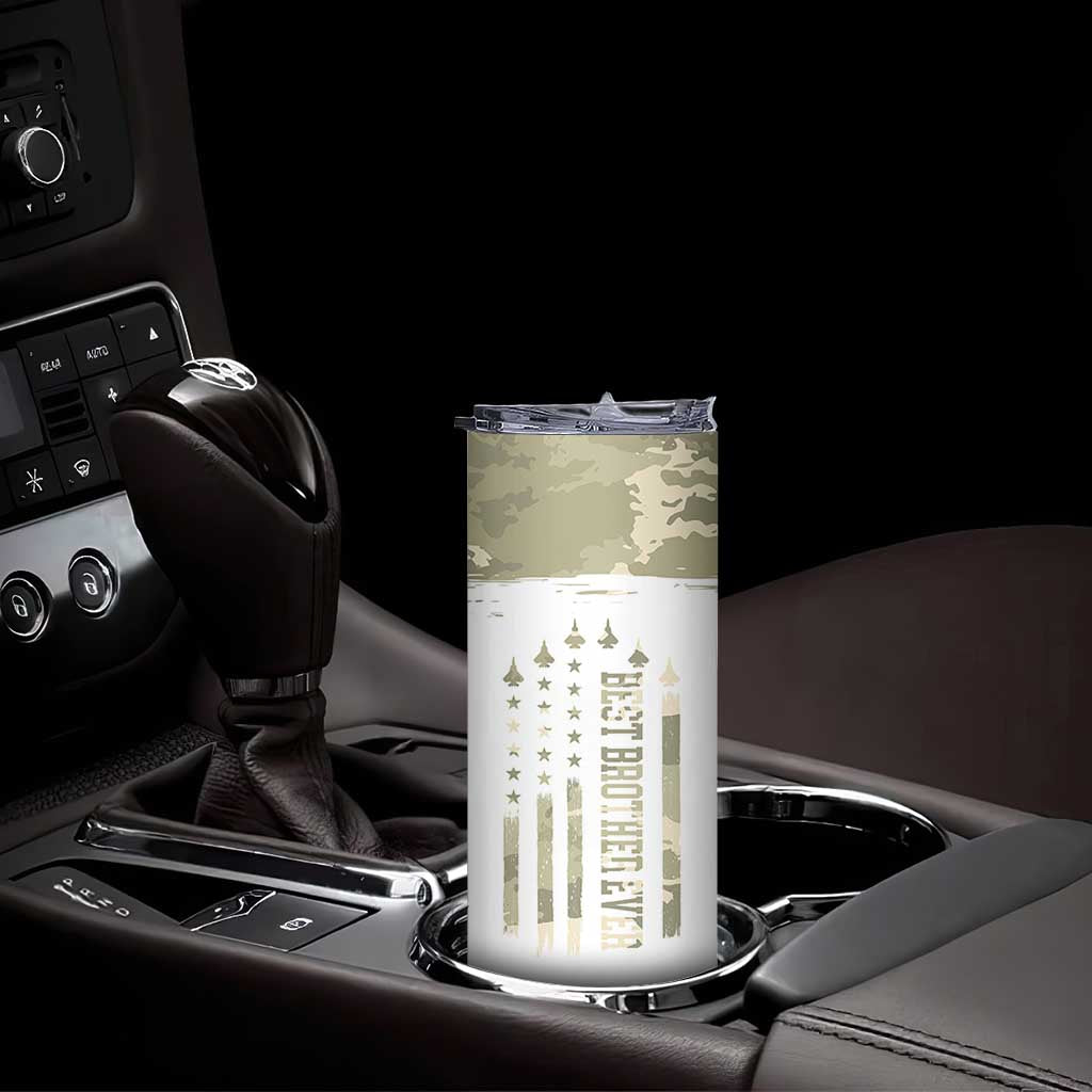 Best Brother Ever Skinny Tumbler Camo US Flag Gifts From Sisters Siblings