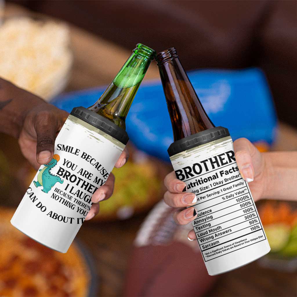 Funny Brother Gifts 4 in 1 Can Cooler Tumbler I Smile Because You Are My Brothers Camo