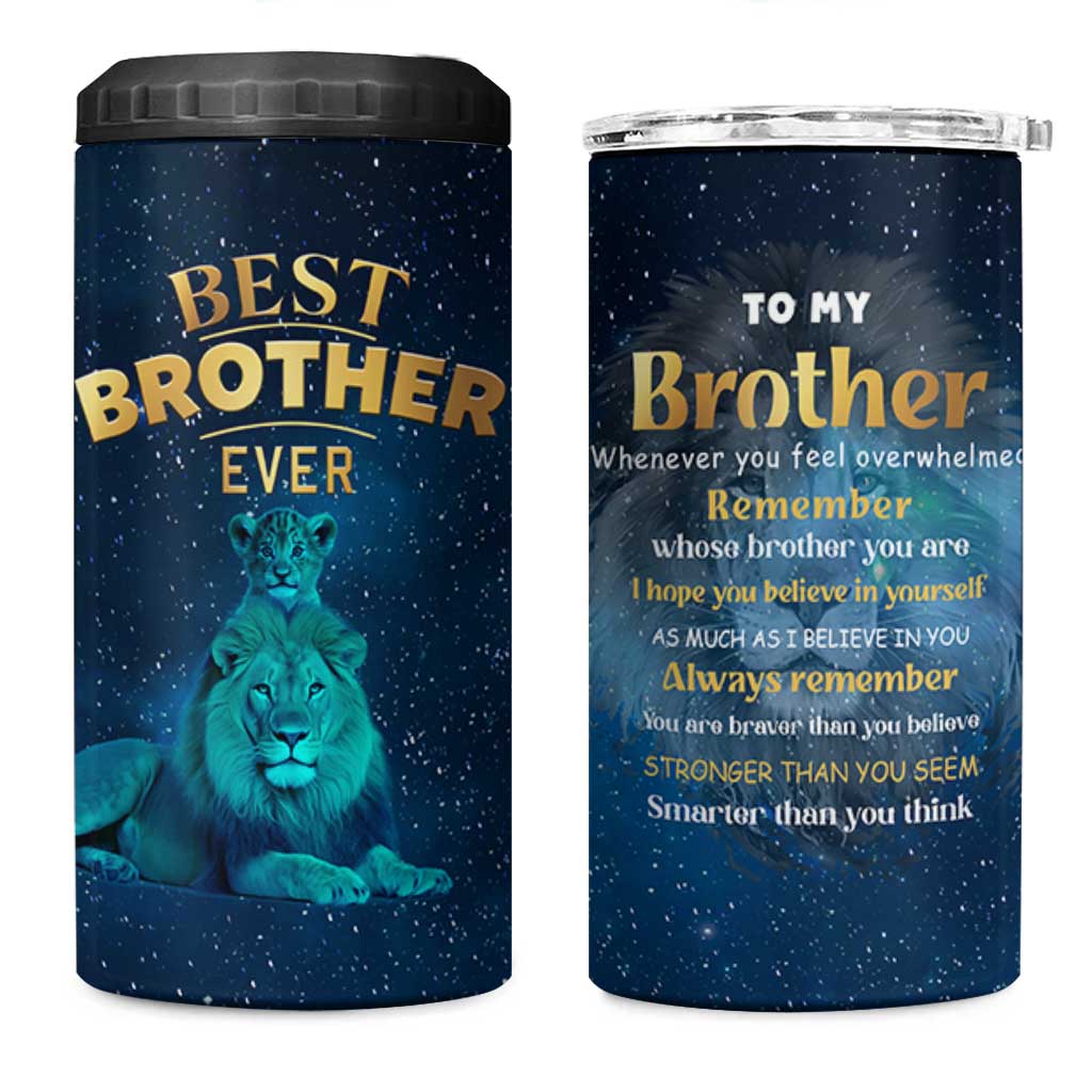 Best Brother Ever 4 in 1 Can Cooler Tumbler Brothers Adult Big Brother Gifts Lion