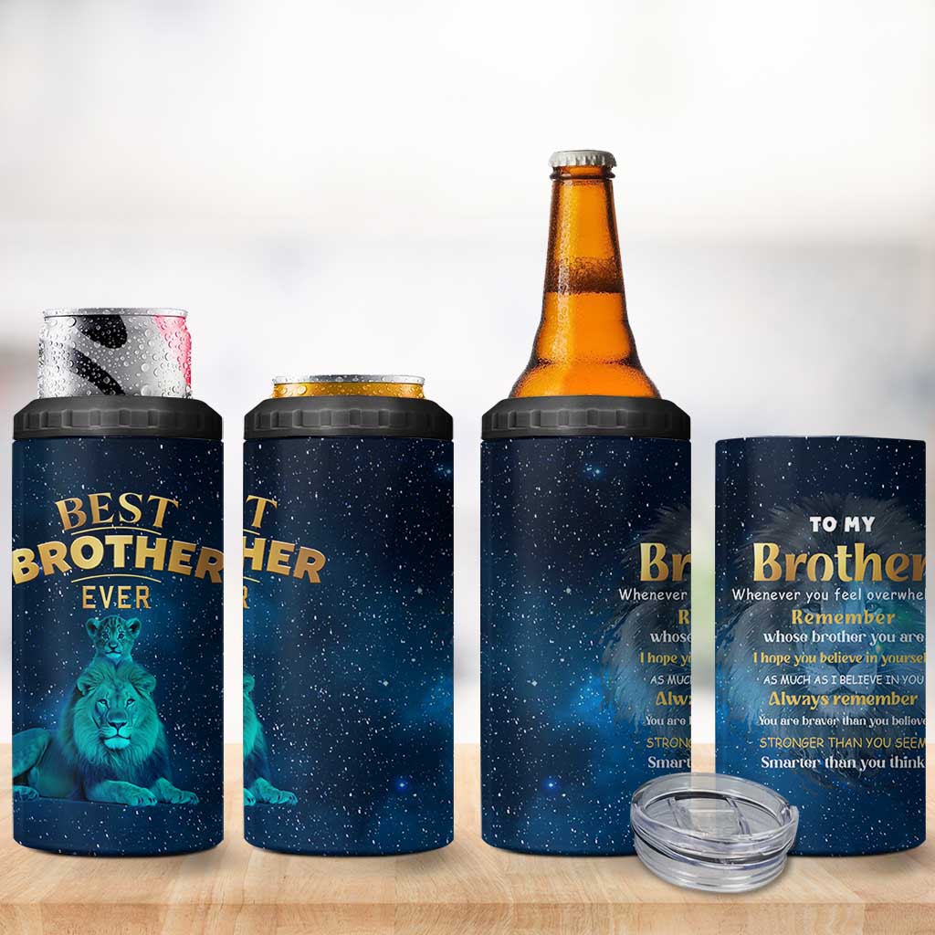 Best Brother Ever 4 in 1 Can Cooler Tumbler Brothers Adult Big Brother Gifts Lion