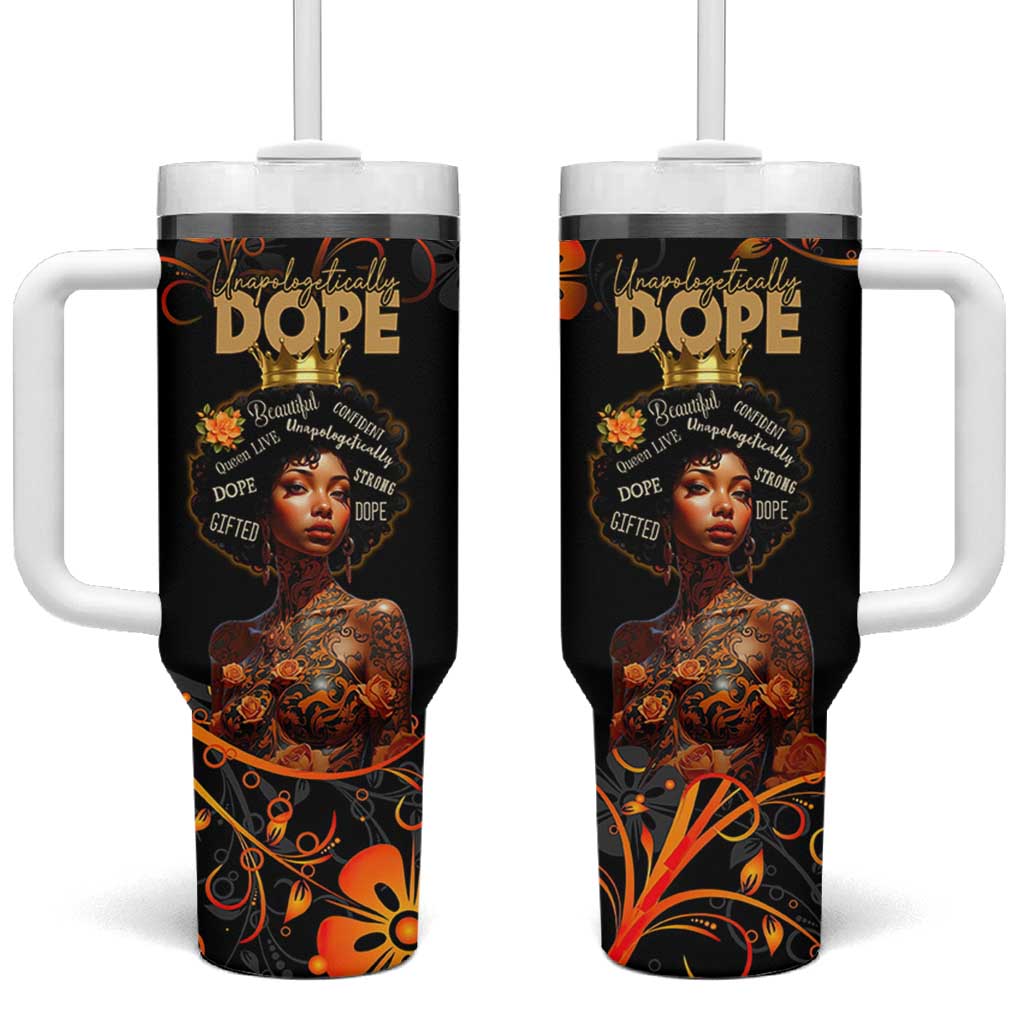Afro Woman Tumbler With Handle Black Women Unapologetically Dope Juneteenth Black History Afican Roots