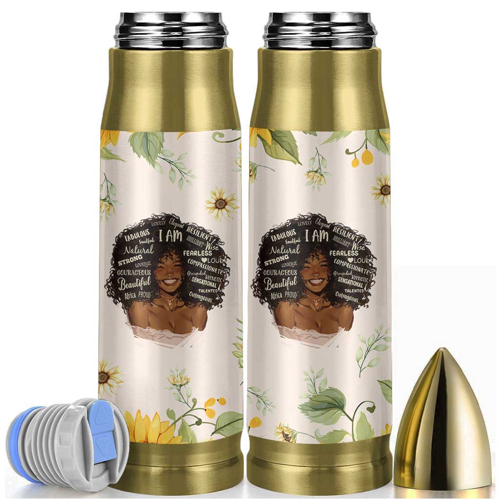 Christian Gifts for Black Women Bullet Tumbler Sunflower African American Afro Black Girl Encouragement Religious Gift - Wonder Print Shop