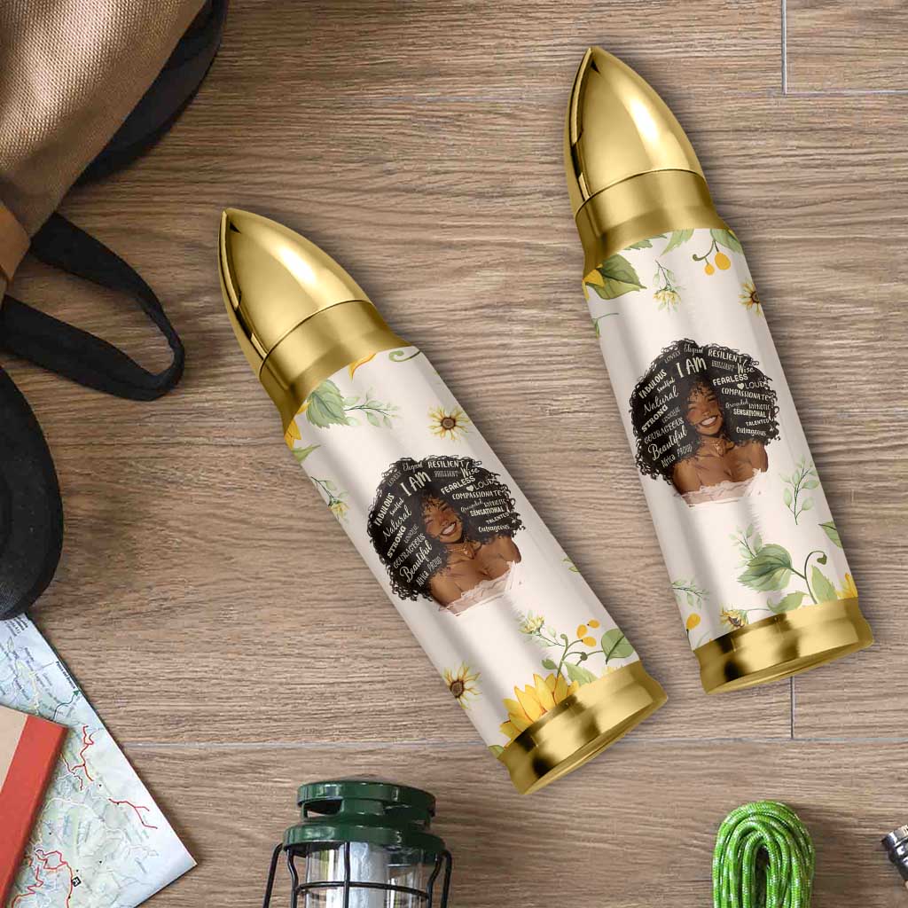 Christian Gifts for Black Women Bullet Tumbler Sunflower African American Afro Black Girl Encouragement Religious Gift - Wonder Print Shop