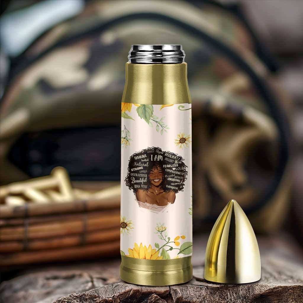 Christian Gifts for Black Women Bullet Tumbler Sunflower African American Afro Black Girl Encouragement Religious Gift - Wonder Print Shop